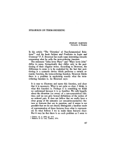 STRAWSON ON TERM&middot;ORDERING In his article "The `Direction` of