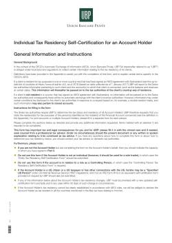 Individual Account Holders Self-Certification
