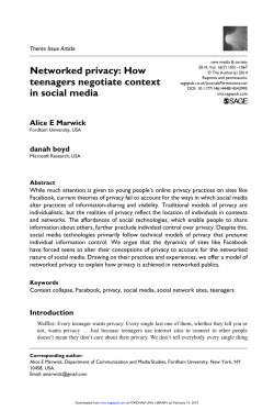 Networked privacy: How teenagers negotiate context