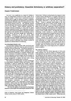 2000: History and prehistory: Essential dichotomy or arbitrary