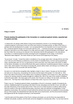 Francis receives the participants in the Convention on vocational