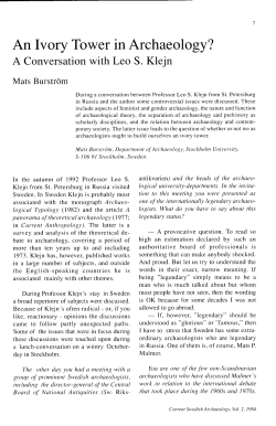 An Ivory Tower in Archaeology? - Svenska Arkeologiska Samfundet