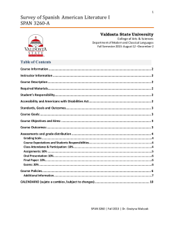 Survey of Spanish American Literature I SPAN 3260-A