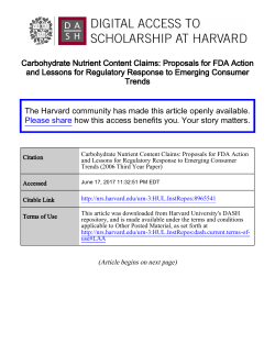 Carbohydrate Nutrient Content Claims: Proposals for FDA Action