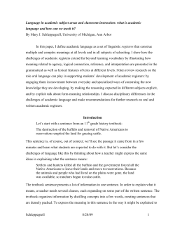 Schleppegrell 8/28/09 1 Language in academic subject areas and