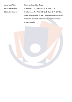 Need for Cognition Scale Instrument Author