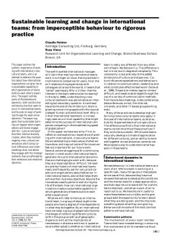 Sustainable learning and change in international teams:from