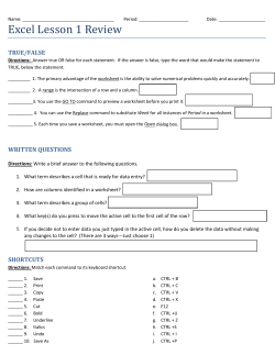 Excel Lesson 1 Review