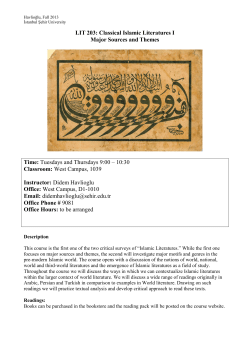 LIT 203: Classical Islamic Literatures I Major Sources and Themes