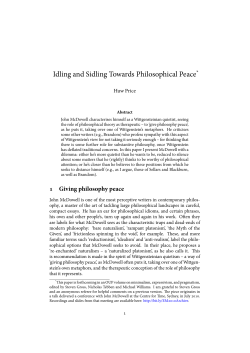 Idling and Sidling Towards Philosophical Peace