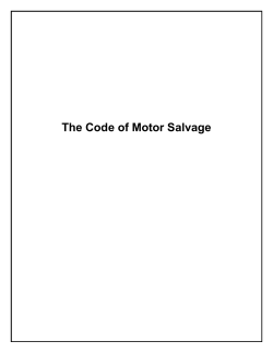 The Code of Motor Salvage - South African Insurance Association