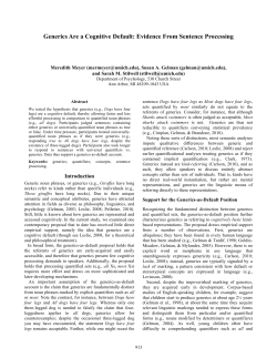Generics Are a Cognitive Default: Evidence From Sentence