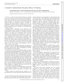 A model to demonstrate the place theory of hearing