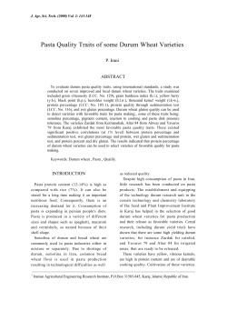 Pasta Quality Traits of some Durum Wheat Varieties