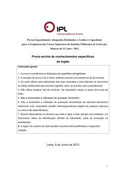 Prova escrita de conhecimentos espec&iacute;ficos de Ingl&ecirc;s