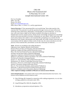 CNX 100 What is the Examined Life? T/Thursday 10