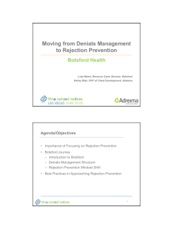 Moving from Denials Management to Rejection Prevention