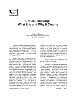 Critical Thinking: What It Is and Why It Counts