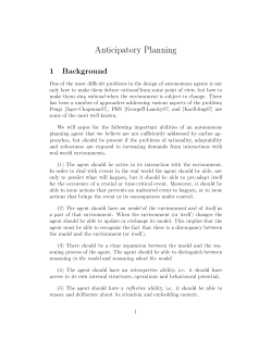 Anticipatory Planning 1 Background