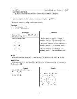 1.1 SETS Textbook Reference Section 2.1 &ndash; 2.4 CLAST OBJECTIVE