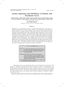 Anxiety, Depression and Self-Efficacy in Patients with Myasthenia
