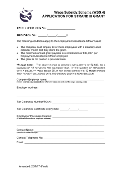 APPLICATION FOR STRAND III GRANT