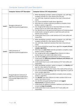 Computer Science Levels Descriptors 2015