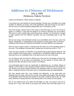 Address to Citizens of Dickinson