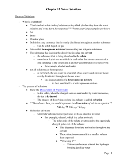 Chapter 15 Notes: Solutions NaCl(s) &rarr; Na+