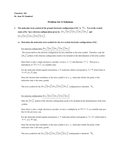 Problem Set 13 Solutions - Illinois State Chemistry