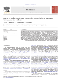 Aspects of quality related to the consumption and production of lamb