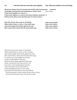 3.6 write lines that scan and make sense together Task: refine your