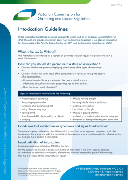 Intoxication Guidelines