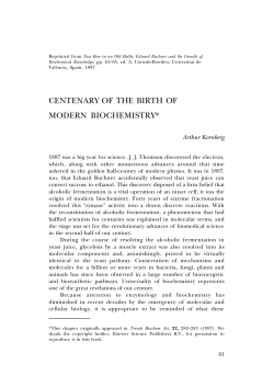 CENTENARY OF THE BIRTH OF MODERN BIOCHEMISTRY*