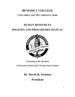 BENEDICT COLLEGE Dr. David H. Swinton President