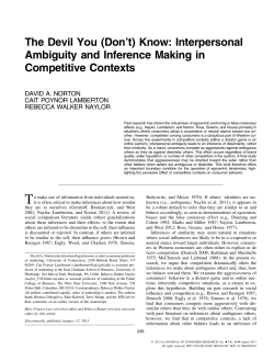 The Devil You (Don`t) Know: Interpersonal Ambiguity and Inference