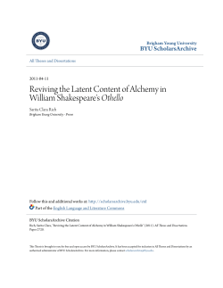 Reviving the Latent Content of Alchemy in William Shakespeare`s