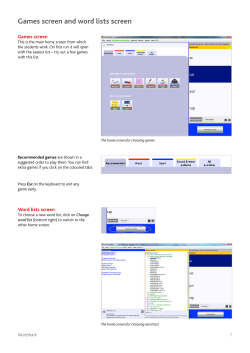 Games screen and word lists screen