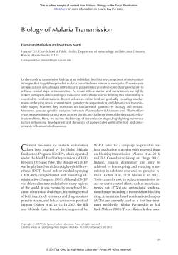 Biology of Malaria Transmission