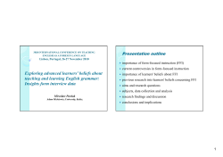 Exploring advanced learners` beliefs about teaching and learning