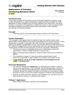 Getting Started with Calculus Applications of Calculus