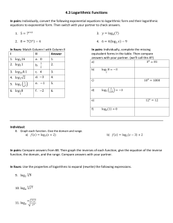 4.3 Logarthmic Functions