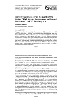 Interactive comment on &ldquo;On the quality of the Nimbus 7 LIMS