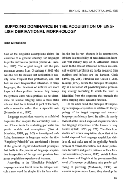 suffixing dominance in the acquisition of eng lish