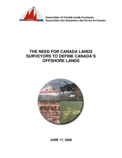 The Need for Canada Lands Surveyors to Define Canada`s Offshore