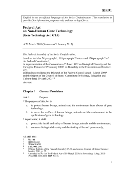 Federal Act on Non-Human Gene Technology 814.91