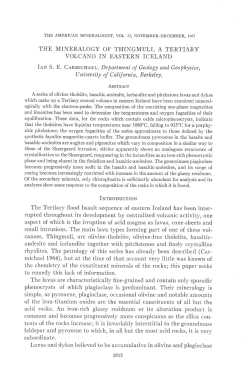 THE MINERALOGY OF THINGMULI, A TERTIARY VOLCANO IN