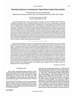 Devonian plutons in southeastern Cape Breton Island, Nova Scotia