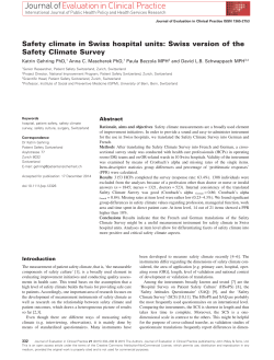Swiss version of the Safety Climate Survey