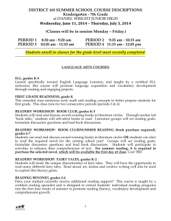 DISTRICT 103 SUMMER SCHOOL COURSE DESCRIPTIONS